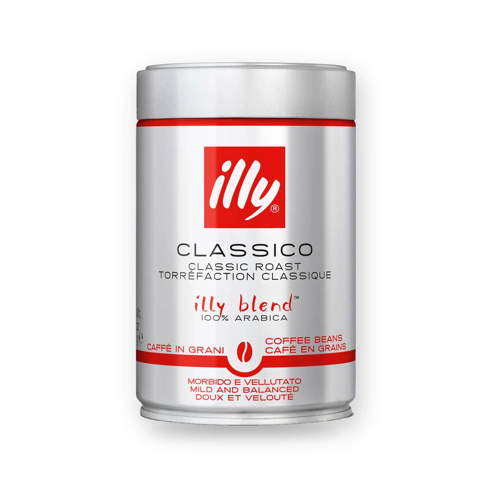 Cutia metalică de cafea boabe illy Classico, 250 g