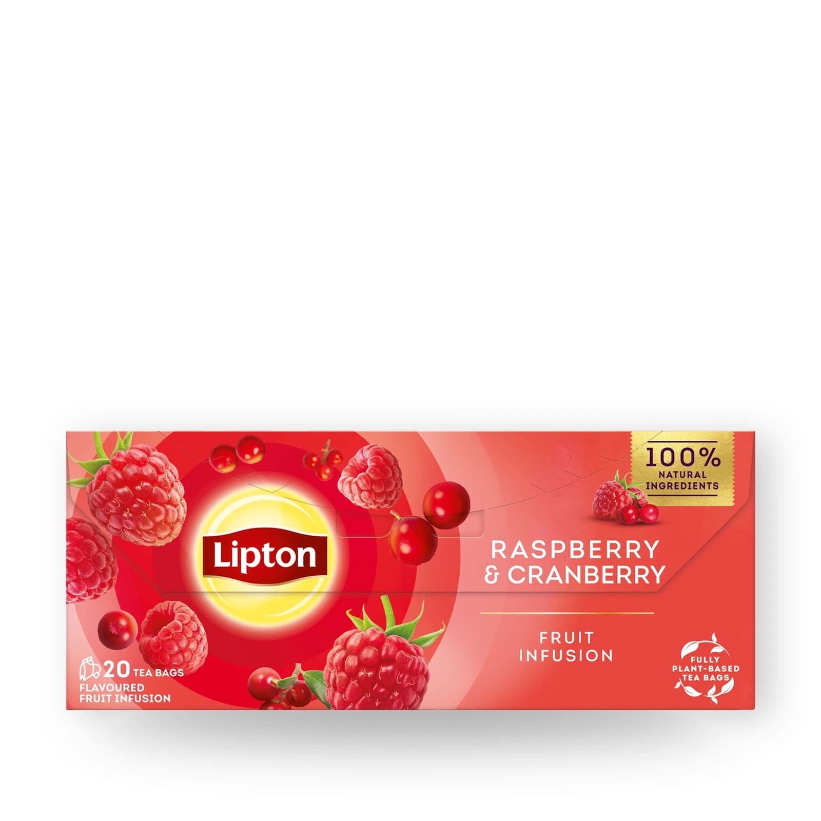 Cutia cu 20 de plicuri de ceai Lipton Zmeură și Merișoare