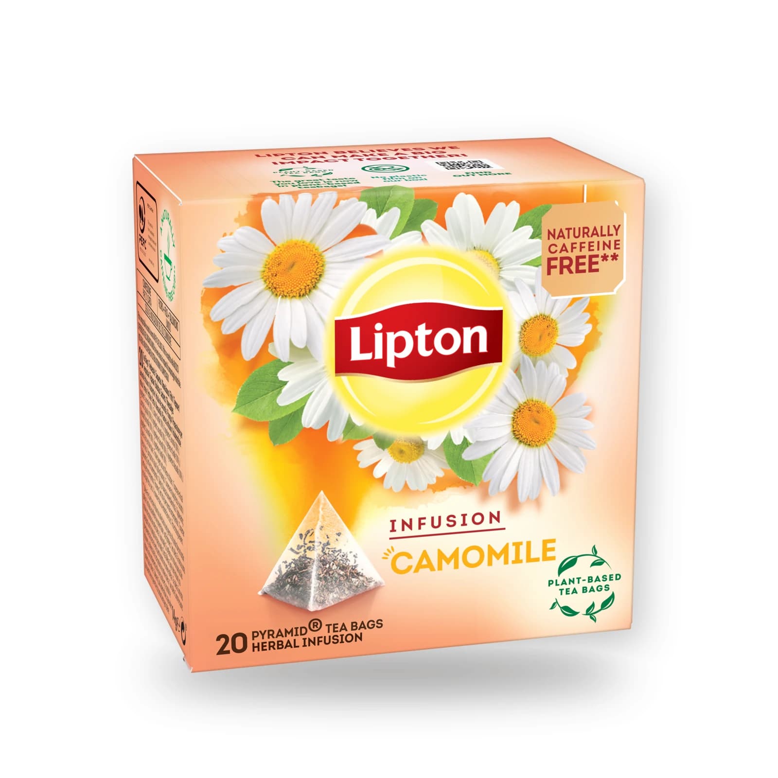 Cutia cu 20 de plicuri piramidale de ceai Lipton Infusion Mușețel