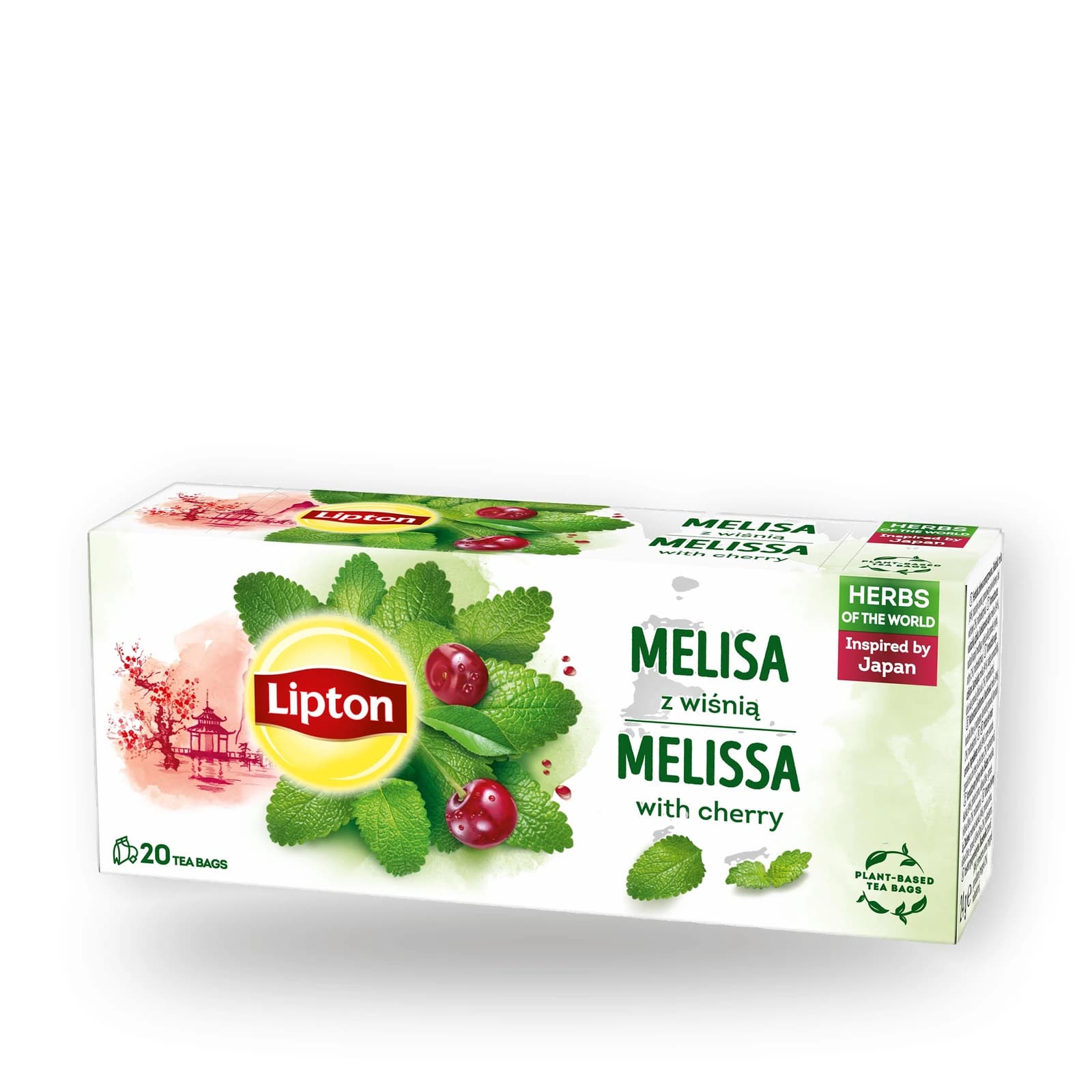 Cutia cu 20 de plicuri de ceai Lipton Melisă cu Cireșe