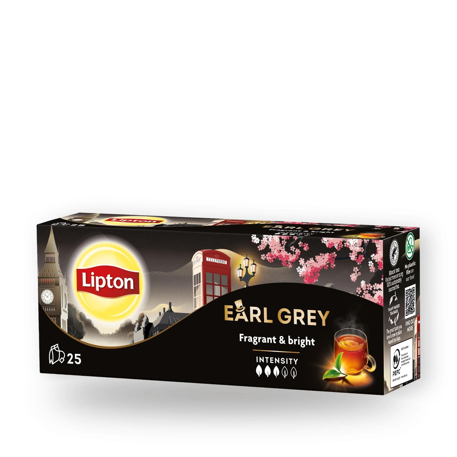 Cutia cu 25 de plicuri de ceai Lipton Earl Grey Classic