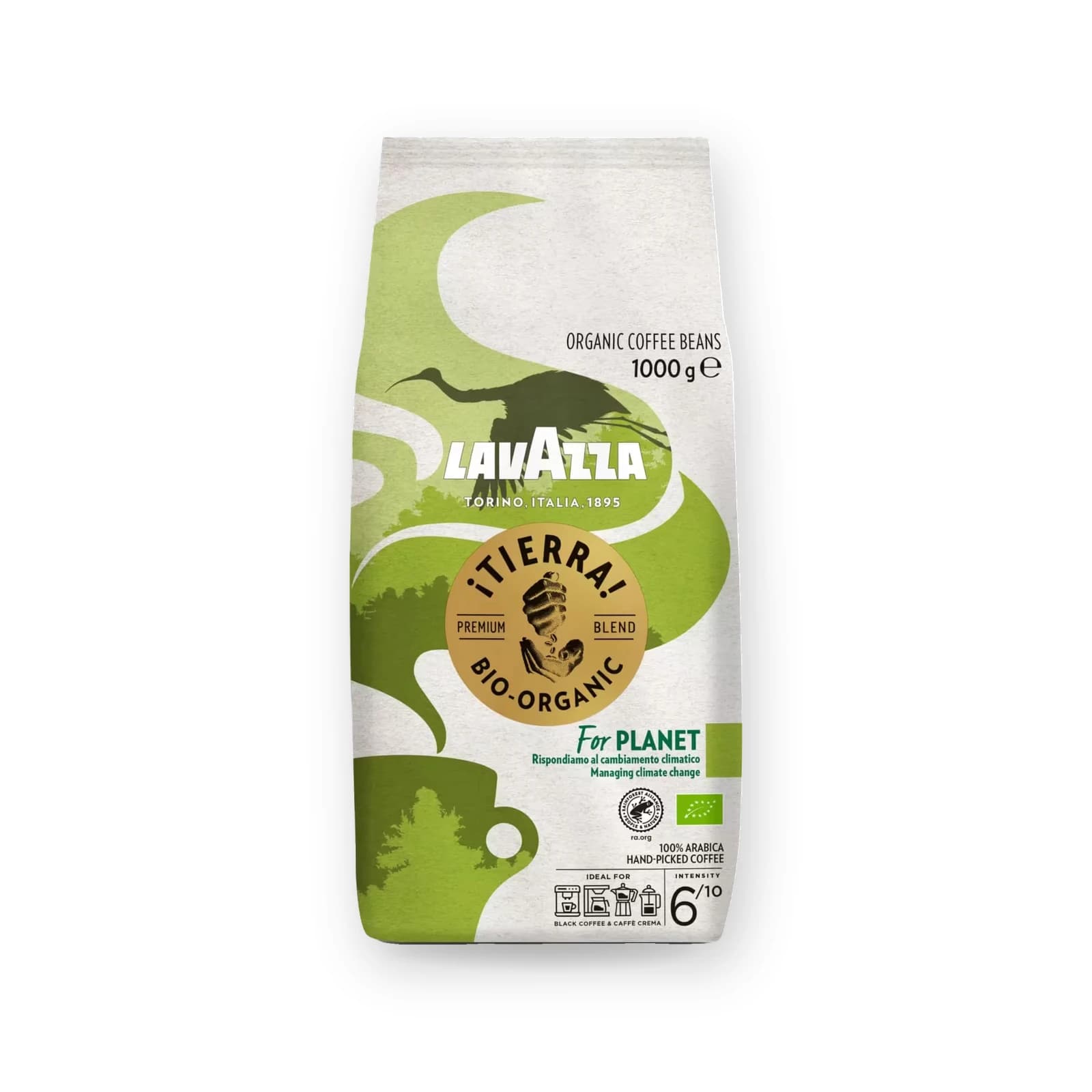 Punga de cafea boabe Lavazza ¡Tierra! Bio-Organic For Planet, 1 kg